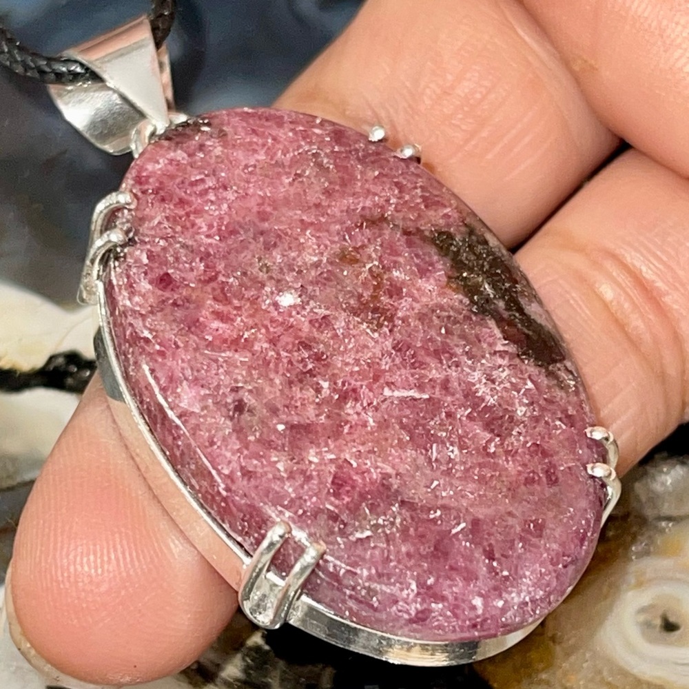 “The Stone of Love” Rhodonite Pendant 2”